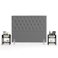 Cabeceira Casal King 195cm Cristal Boucle Cinza E 2 Mesas Laterais Plaza Lc1 Preto - Mpozenato - 8