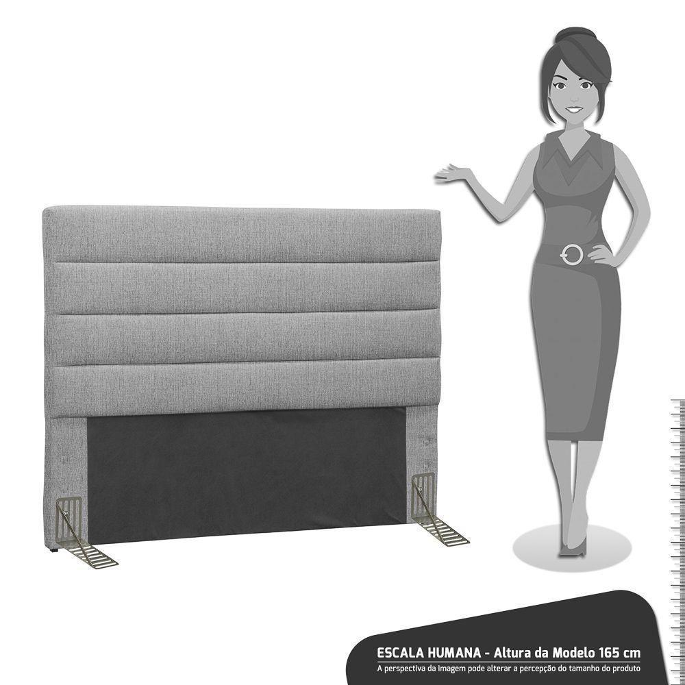 Cabeceira Cama Box Casal 140cm Greta Linho E 2 Mesas De Cabeceira Flex Dm1 Branco - Mpozenato Linho Cinza - 3