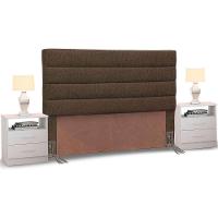 Cabeceira Cama Box Casal 140cm Greta Linho E 2 Mesas De Cabeceira Flex Dm1 Branco - Mpozenato Linho Areia - 3