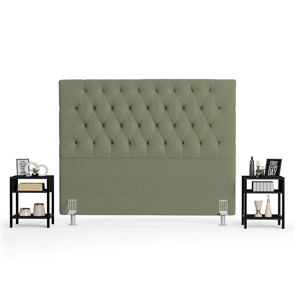 Cabeceira Casal King 195cm Cristal Boucle Oliva E 2 Mesas Laterais Plaza Lc1 Preto - Mpozenato - 8