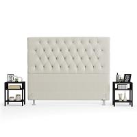 Cabeceira Casal King 195cm Cristal Boucle Bege E 2 Mesas Laterais Plaza Lc1 Preto - Mpozenato - 7