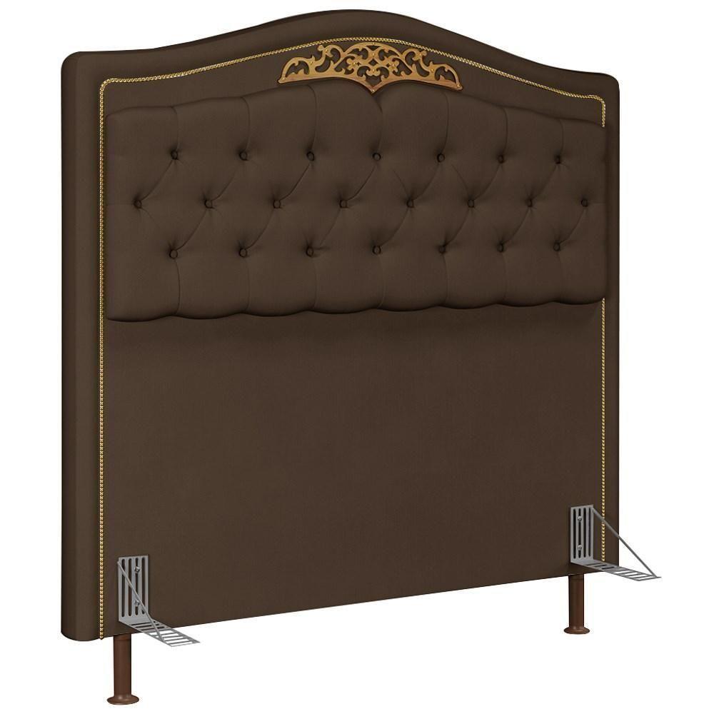 Cabeceira Cama Box Casal Queen 160cm Com Tachas Imperial Veludo J02 Chocolate - Mpozenato - 1