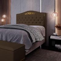 Cabeceira Cama Box Casal Queen 160cm Com Tachas Imperial Veludo J02 Chocolate - Mpozenato - 2
