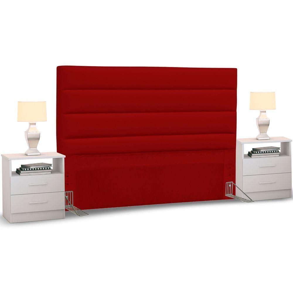 Cabeceira Cama Box Casal King 195cm Greta Corano E 2 Mesas De Cabeceira Flex Dm1 Branco - Mpozenato Corano Branco - 1