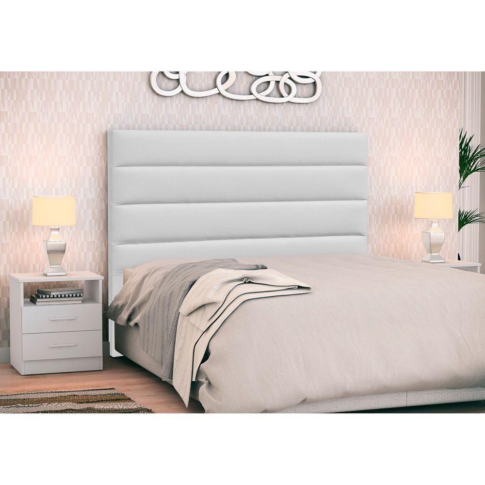 Cabeceira Cama Box Casal King 195cm Greta Corano E 2 Mesas De Cabeceira Flex Dm1 Branco - Mpozenato Corano Branco - 7