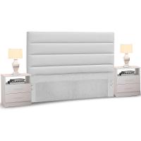 Cabeceira Cama Box Casal King 195cm Greta Corano E 2 Mesas De Cabeceira Flex Dm1 Branco - Mpozenato Corano Branco - 2
