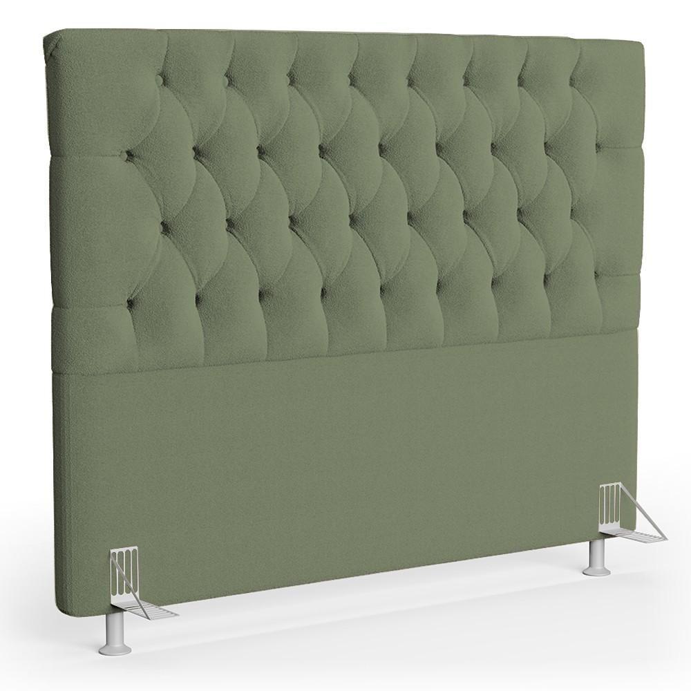 Cabeceira Casal Cama Box 140cm Cristal C16 Boucle Verde Oliva - Mpozenato - 1