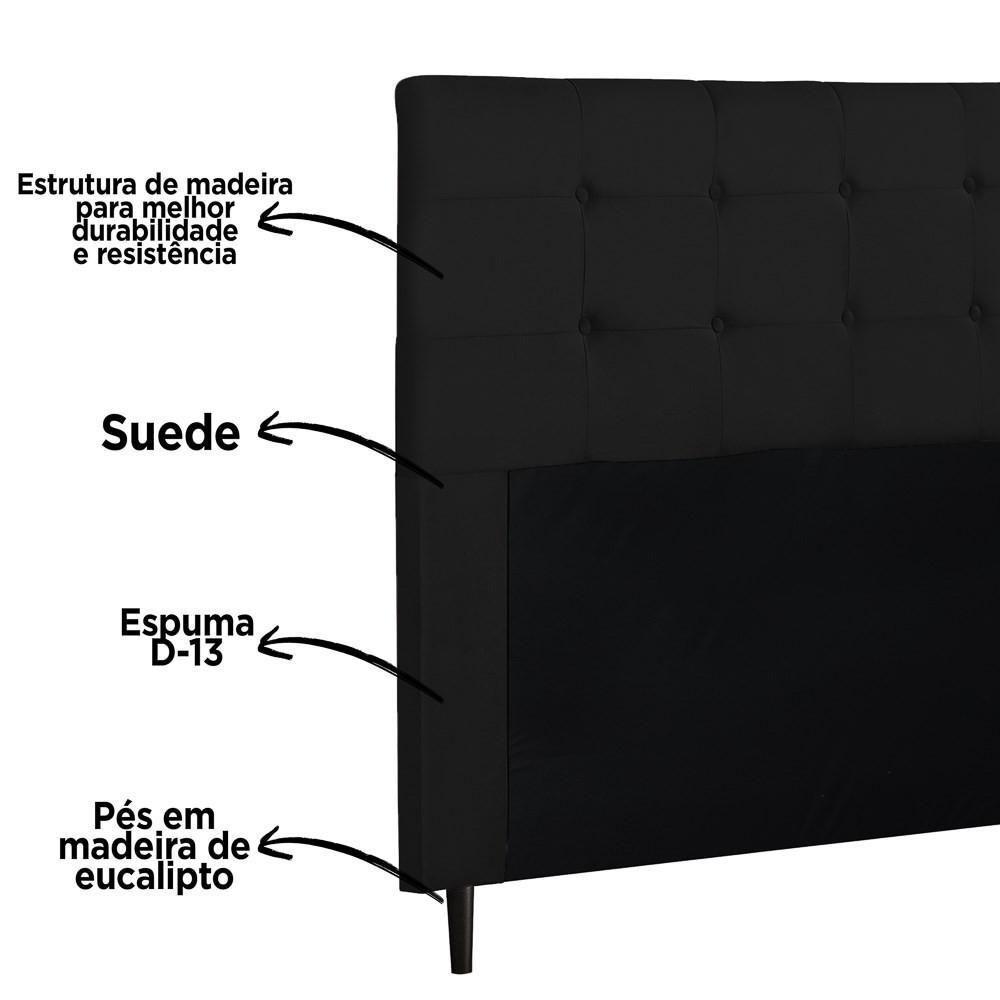 Cabeceira Cama Box Casal Queen 160cm Luna I02 Suede Preto - Mpozenato - 4