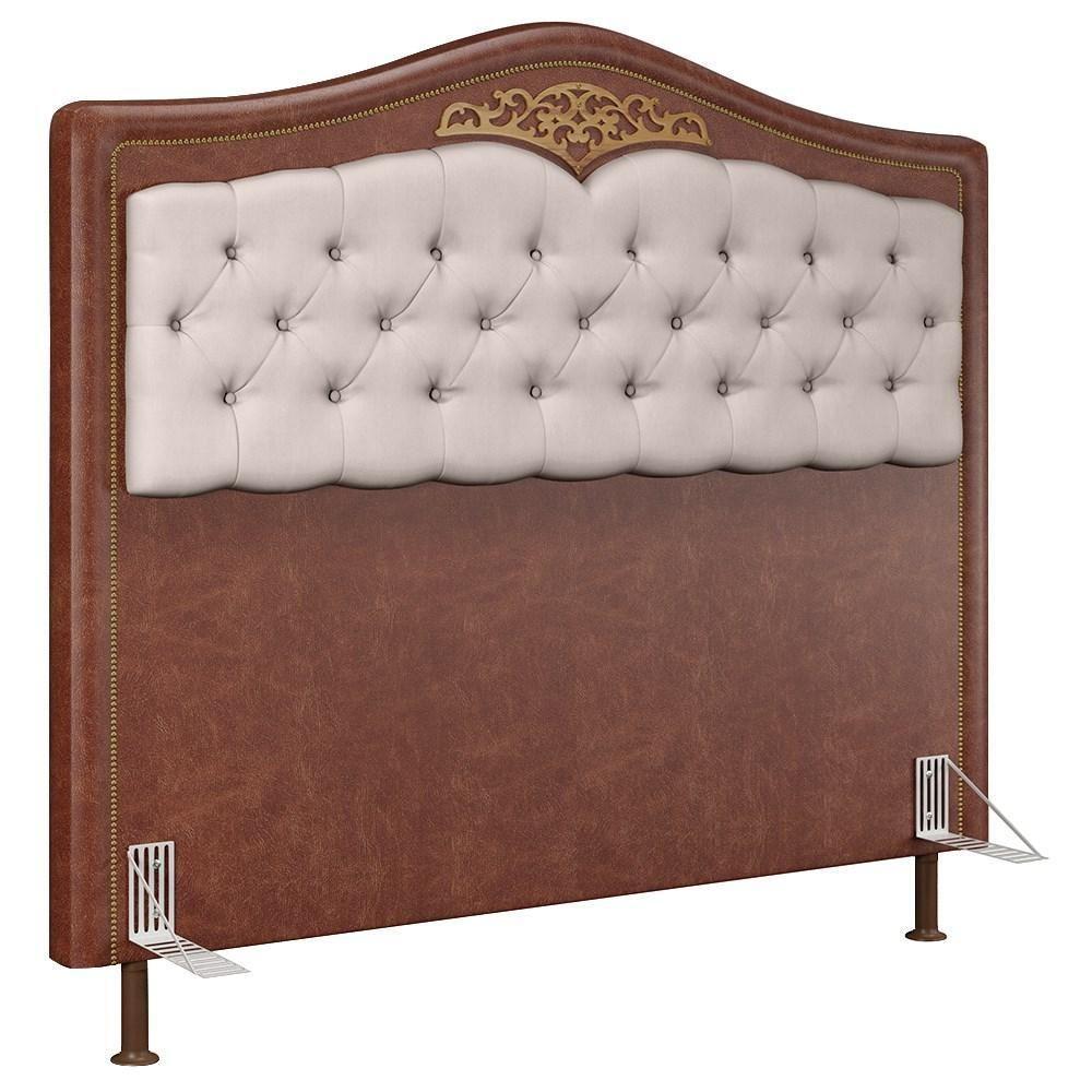 Cabeceira Cama Box Casal 140cm Com Tachas Imperial J02 Facto Marrom/bege - Mpozenato - 1