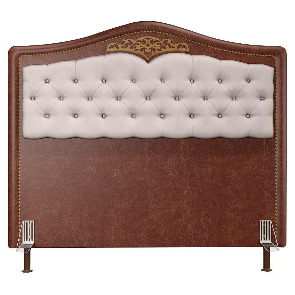 Cabeceira Cama Box Casal 140cm Com Tachas Imperial J02 Facto Marrom/bege - Mpozenato - 3