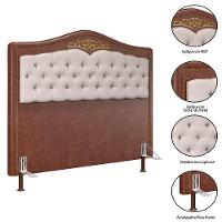 Cabeceira Cama Box Casal 140cm Com Tachas Imperial J02 Facto Marrom/bege - Mpozenato