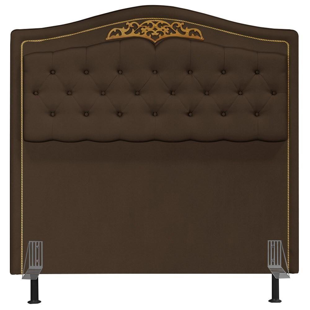 Cabeceira Cama Box Casal King 195cm Com Tachas Imperial Veludo J02 Chocolate - Mpozenato - 3