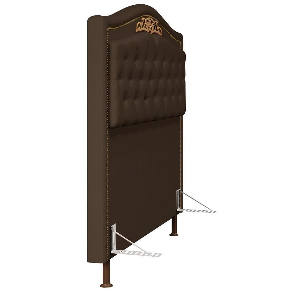 Cabeceira Cama Box Casal King 195cm Com Tachas Imperial Veludo J02 Chocolate - Mpozenato - 6