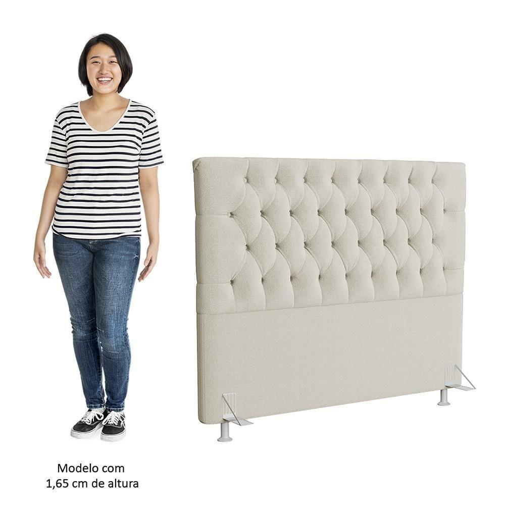 Cabeceira Casal Queen Cama Box 160cm Cristal C16 Boucle Bege - Mpozenato - 5