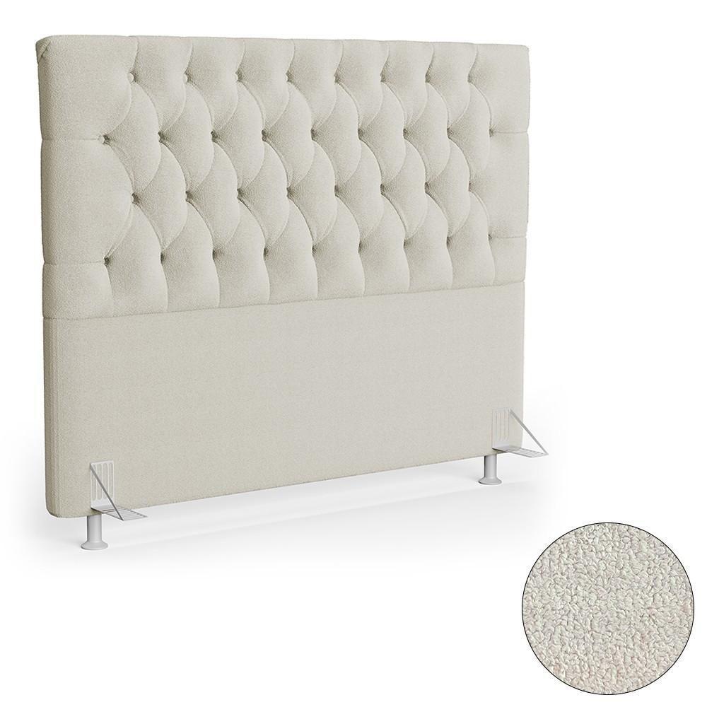 Cabeceira Casal 140cm Cristal Boucle Bege E 2 Mesas Laterais Plaza Lc1 Preto - Mpozenato - 3