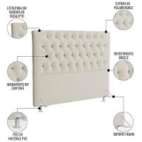 Cabeceira Casal 140cm Cristal Boucle Bege E 2 Mesas Laterais Plaza Lc1 Preto - Mpozenato - 6