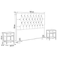 Cabeceira Casal 140cm Cristal Boucle Bege E 2 Mesas Laterais Plaza Lc1 Preto - Mpozenato - 7