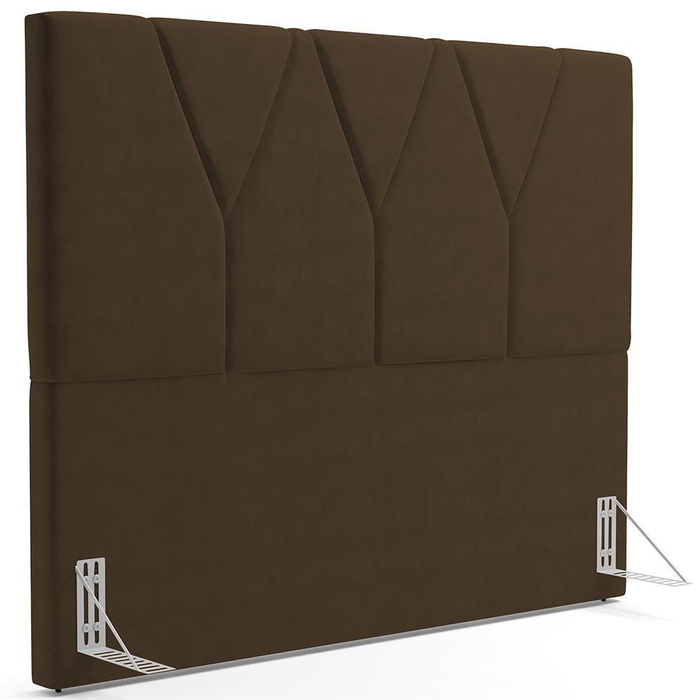 Cabeceira Cama Box Casal King 195cm Aura Suede W01 Marrom - Mpozenato - 1