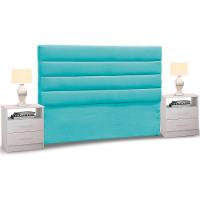 Cabeceira Cama Box Casal King 195cm Greta Suede E 2 Mesas De Cabeceira Flex Dm1 Branco - Mpozenato Suede Bege - 1