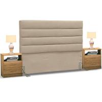 Cabeceira Cama Box Casal King 195cm Greta Suede E 2 Mesas De Cabeceira Flex Dm1 Branco - Mpozenato Suede Bege - 3