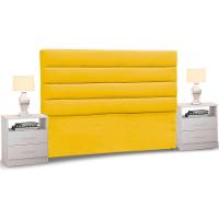 Cabeceira Cama Box Casal King 195cm Greta Suede E 2 Mesas De Cabeceira Flex Dm1 Branco - Mpozenato Suede Bege - 5