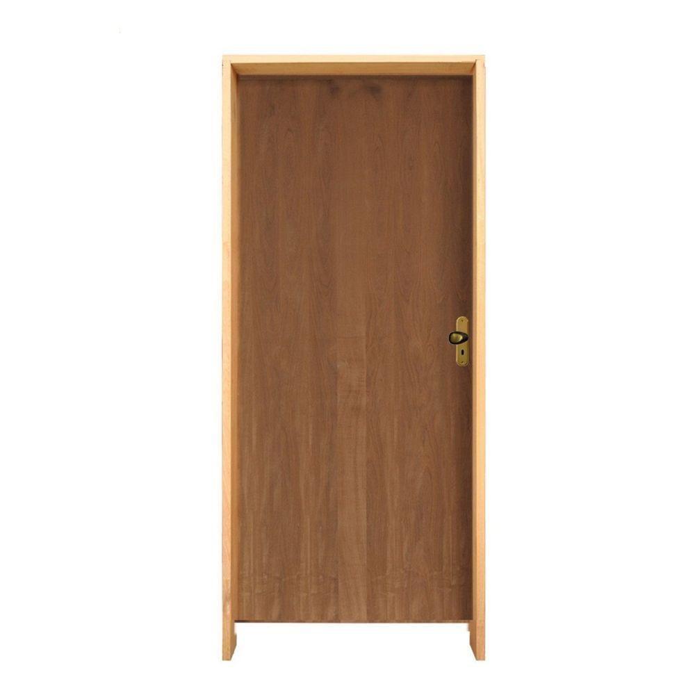 Kit Porta Lisa Padrão Imbuia 72 X 2.10 Batente Misto 11 Fechadura Interna Lado Esquerdo - Hale - 1