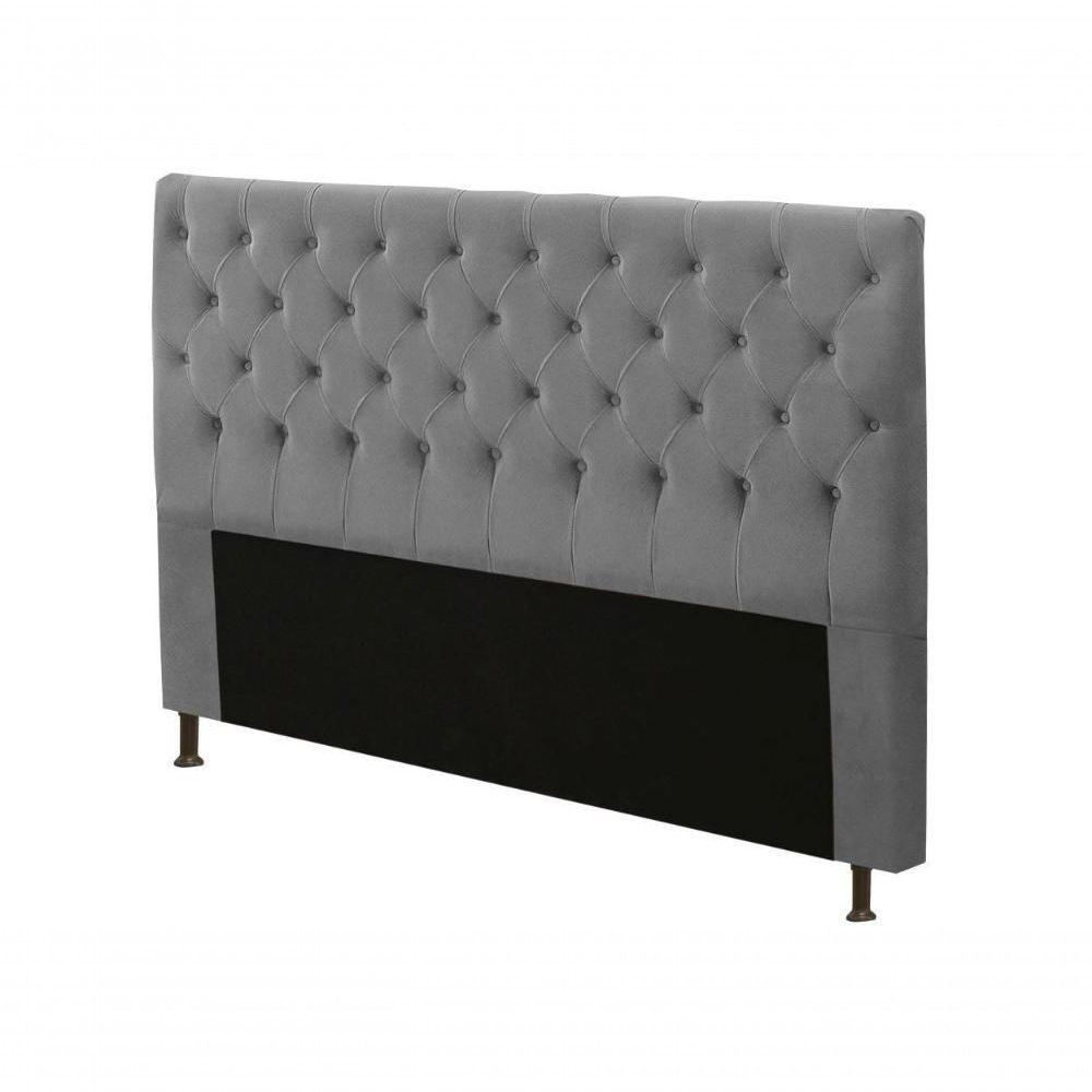 Cabeceira Cama Box Casal Queen 160cm Cristal Veludo - Js Móveis Cinza - 1