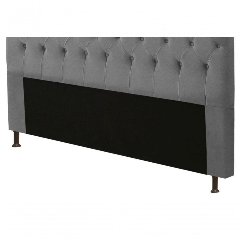 Cabeceira Cama Box Casal Queen 160cm Cristal Veludo - Js Móveis Cinza - 2
