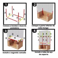 Guarda-roupa Portátil Dobrável Com Prateleiras E Cabideiro Organize Com Praticidade Vermelho - 3