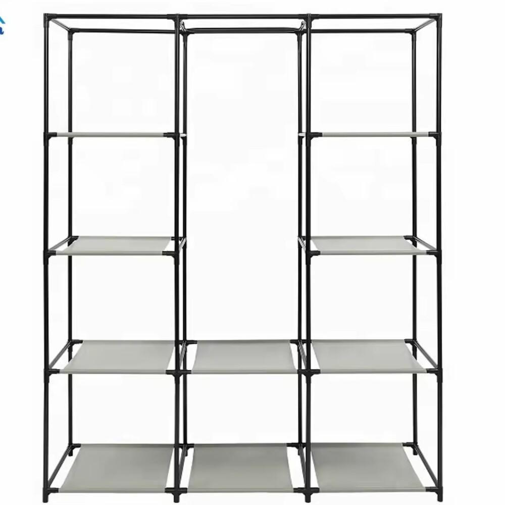 Guarda-roupa Portátil Com Prateleiras E Cabideiro Organize Roupas E Brinquedos Com Estilo Azul - 6