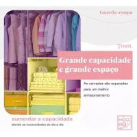 Guarda-roupa Portátil Com Prateleiras E Cabideiro Organize Roupas E Brinquedos Com Estilo Azul - 5