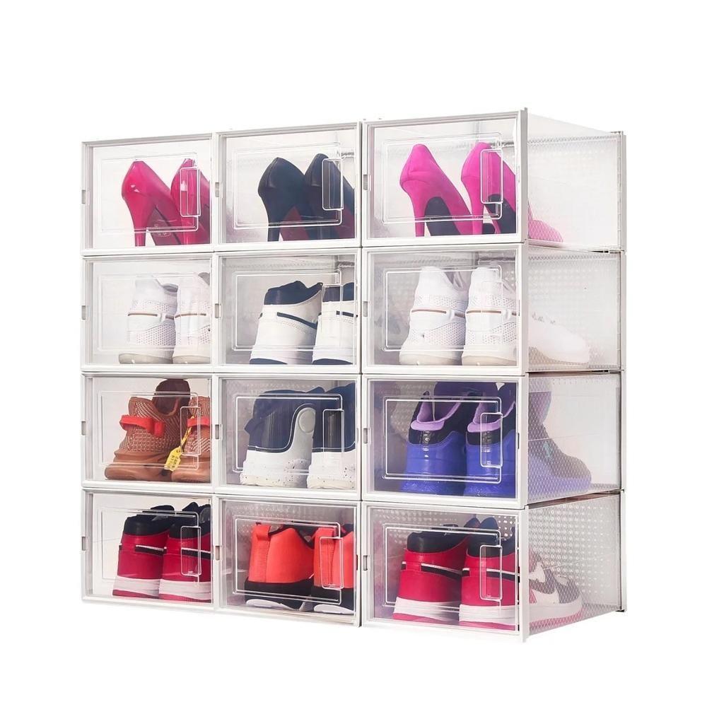 Kit 6 Caixas Sapateira Empilhável Organizadora Dobrável Para Roupas Sapatos Tênis E Closet Azul - 1