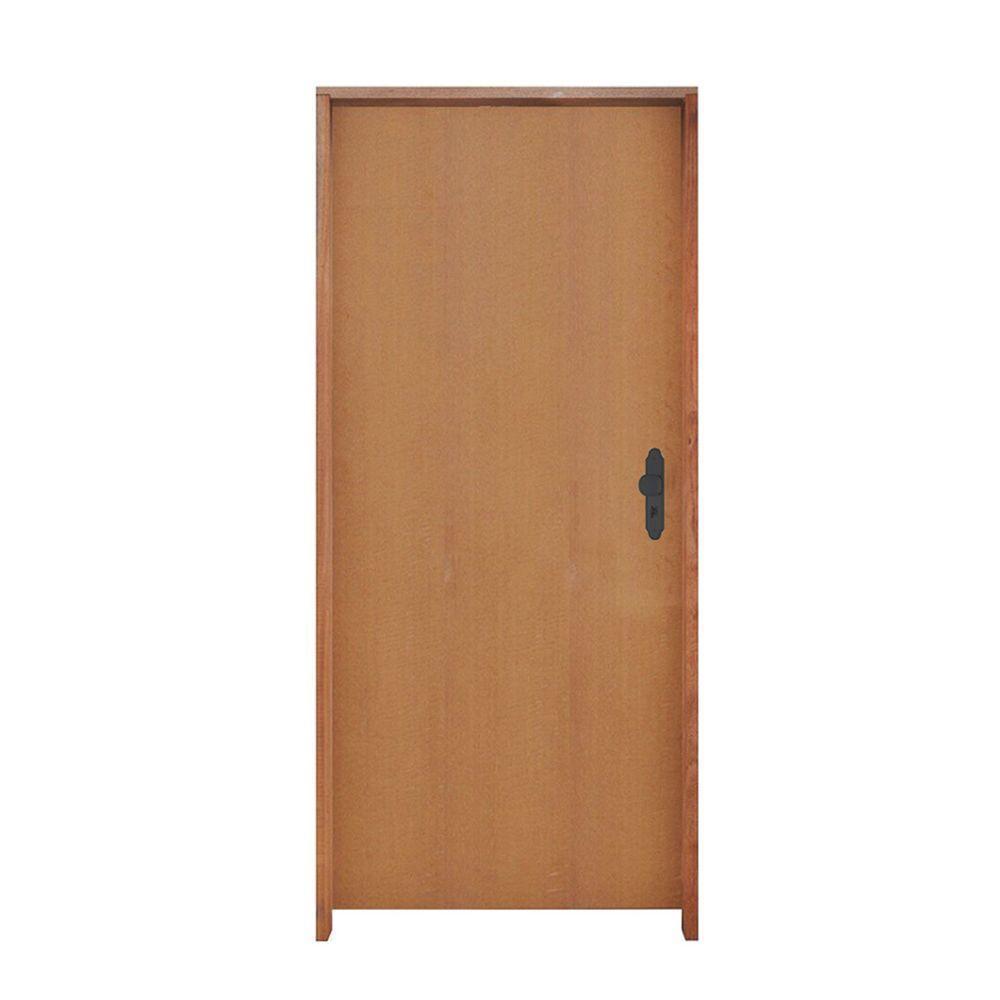 Kit Porta Lisa Padrão Imbuia 82 X 2.10 Batente Ecológico 11cm Fechadura Stam Lado Esquerdo - Hale - 1