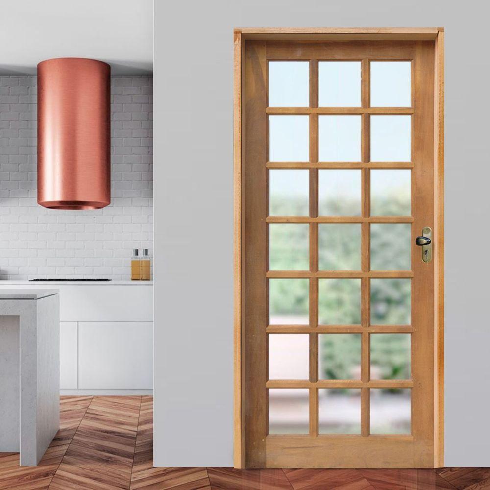 Kit Porta Quadriculada 82 X 2.10 Batente 14 Cm Fechadura Externa Lado Esquerdo - Rodam - 2