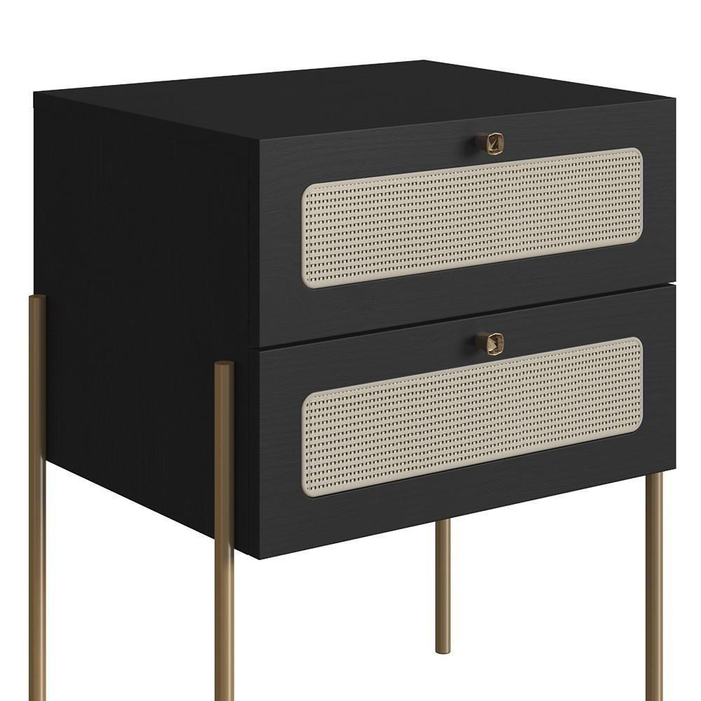 Cabeceira Solteiro E Mesa Pés De Metal Arlo A10 Nero/dourado - Mpozenato - 10