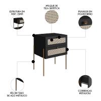 Cabeceira Solteiro E Mesa Pés De Metal Arlo A10 Nero/dourado - Mpozenato - 3