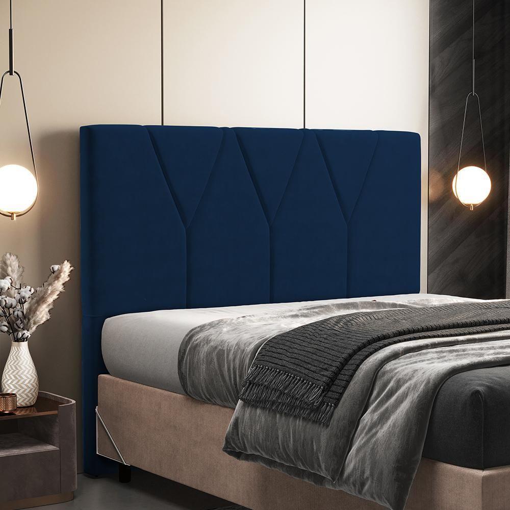 Cabeceira Cama Box Casal Queen 160cm Aura Suede W01 Azul - Mpozenato - 2