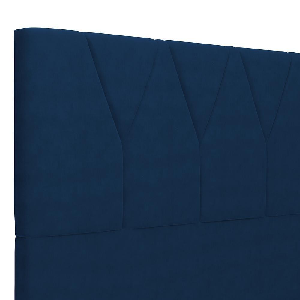 Cabeceira Cama Box Casal Queen 160cm Aura Suede W01 Azul - Mpozenato - 5