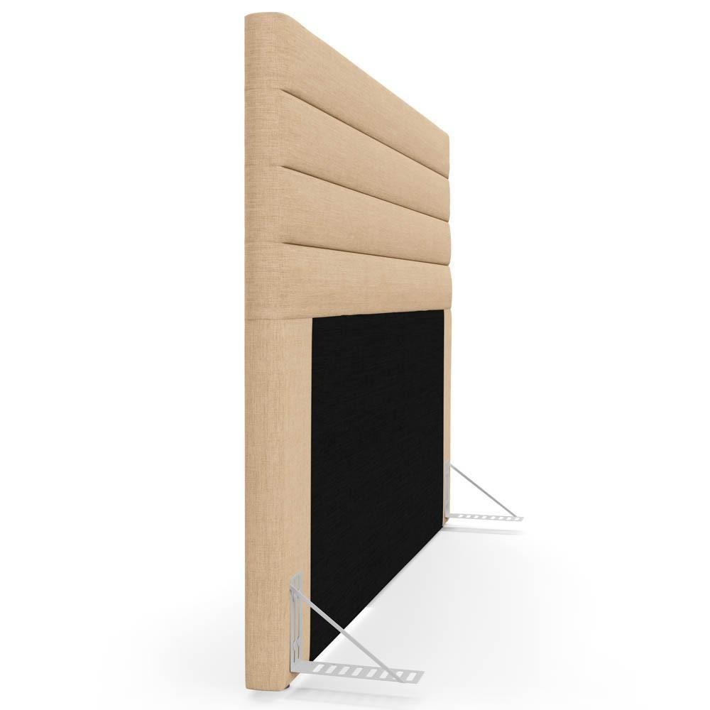 Cabeceira Cama Box Casal 140cm Rubi W01 Linho Bege Escuro - Mpozenato - 2