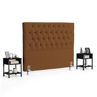 Cabeceira Casal Queen 160cm Cristal Boucle Telha E 2 Mesas Laterais Plaza Lc1 Preto - Mpozenato - 1