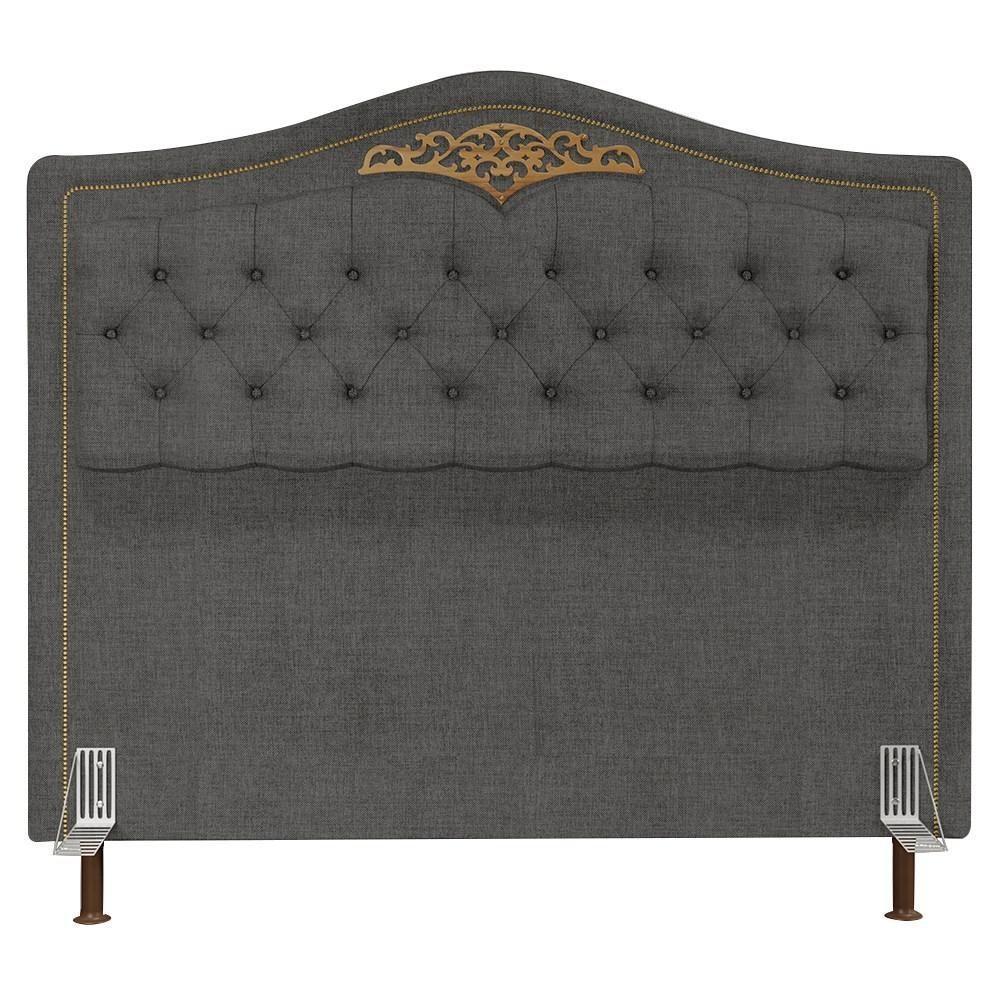 Cabeceira Cama Box Casal King 195cm Com Tachas Imperial J02 Linho Grafite - Mpozenato - 3