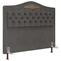 Cabeceira Cama Box Casal King 195cm Com Tachas Imperial J02 Linho Grafite - Mpozenato - 1