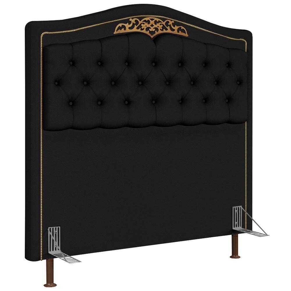 Cabeceira Cama Box Casal Queen 160cm Com Tachas Imperial J02 Sintético Preto - Mpozenato - 1