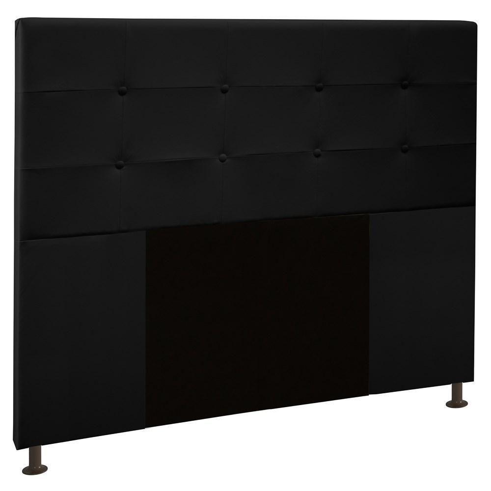 Cabeceira Cama Box Casal Queen 160cm Safira Sintético I02 Preto - Mpozenato - 1