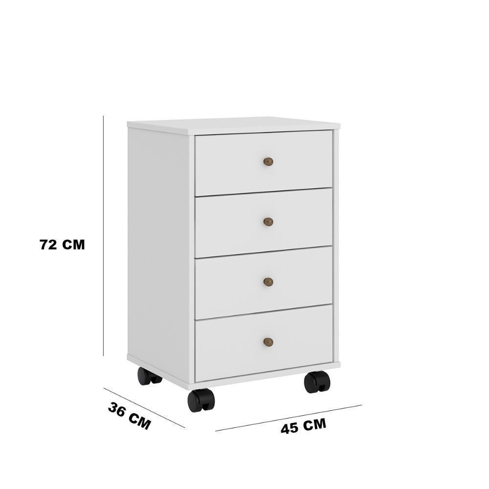 Gaveteiro 4 Gavetas Com Rodizios Office Presence - Branco - 2