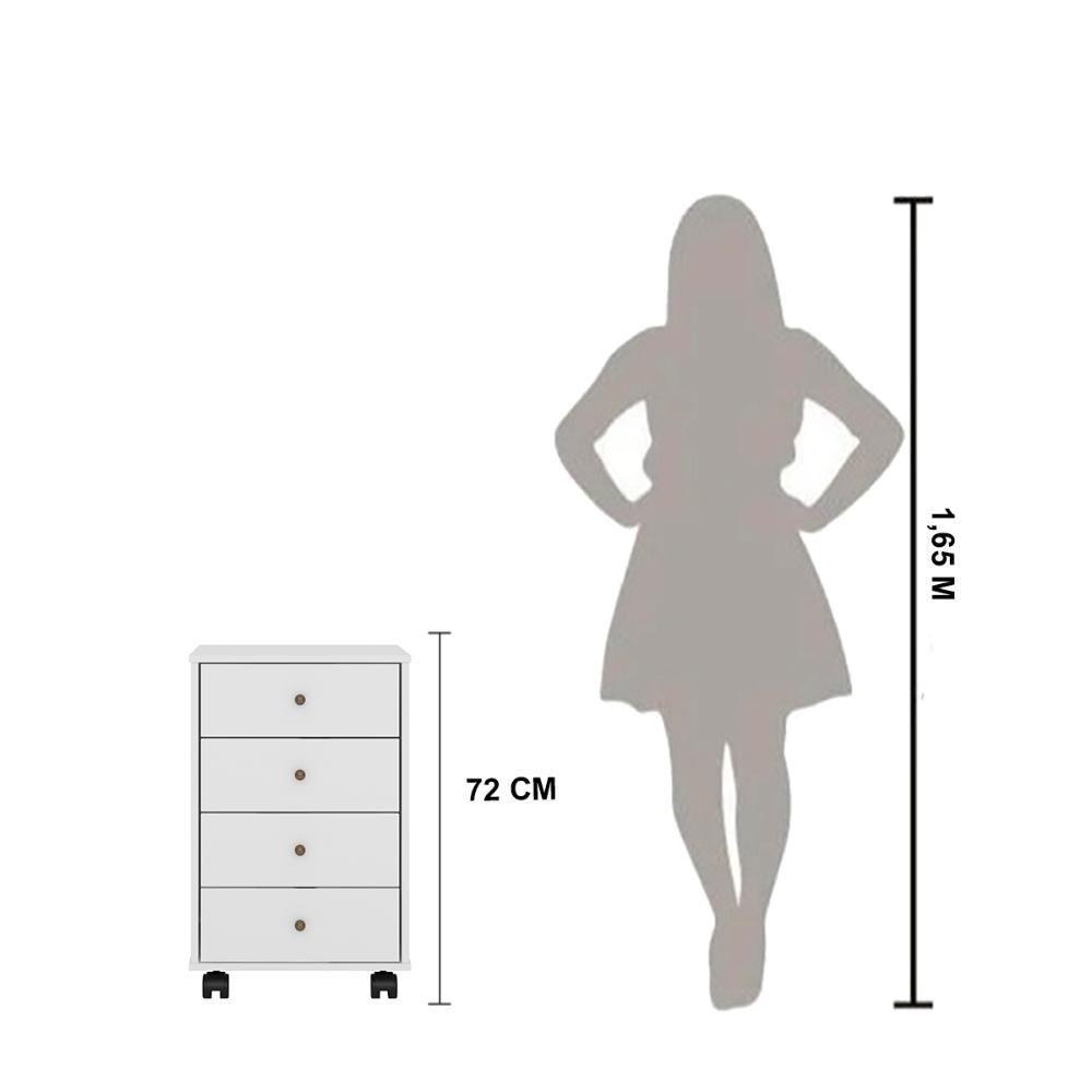 Gaveteiro 4 Gavetas Com Rodizios Office Presence - Branco - 3