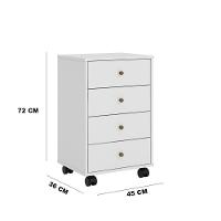 Gaveteiro 4 Gavetas Com Rodizios Office Presence - Branco - 2