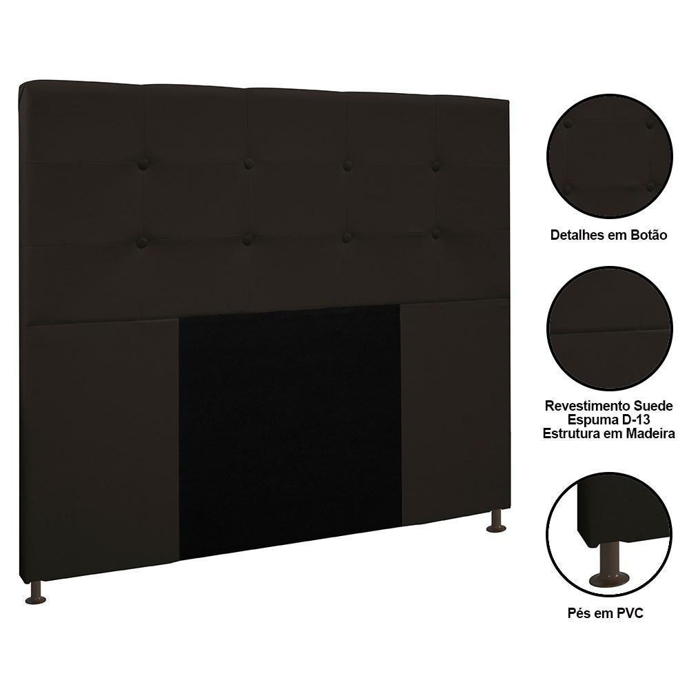 Cabeceira Cama Box Casal 140cm Safira Suede I02 Marrom - Mpozenato - 3