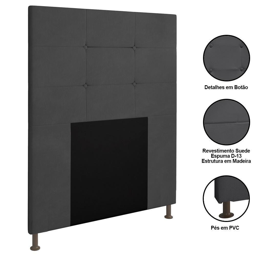 Cabeceira Cama Box Solteiro 90cm Safira Suede I02 Cinza - Mpozenato - 3