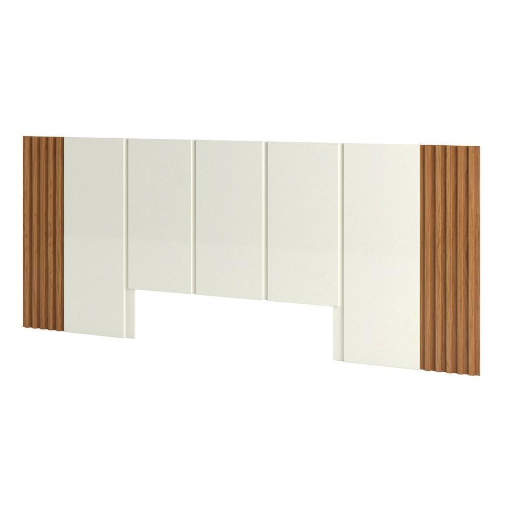 Cabeceira De Madeira Para Cama Box Casal 270cm 100% Mdf Tw184 Off White/freijó - Dalla Costa - 1